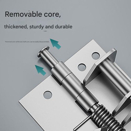 Multi-functional door closer with automatic rebound hinge, 4-inch buffer device, spring-loaded invisible hinge, and 90-degree right-angle positioning.