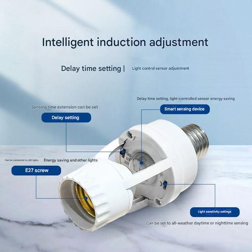E27 screw-in smart motion sensor light socket, household smart switch sensor lamp holder, automatic LED light socket.