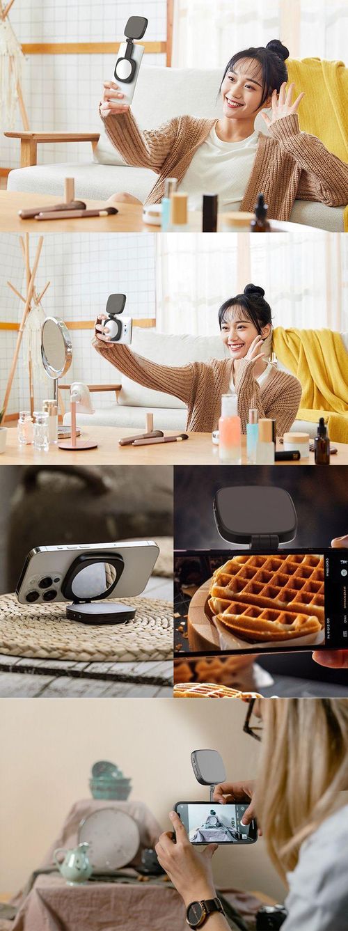 Magnetic Phone Fill Light & Stand — Mini Pocket Beauty Lamp, Makeup Mirror, and Holder for Live Streaming & Selfies