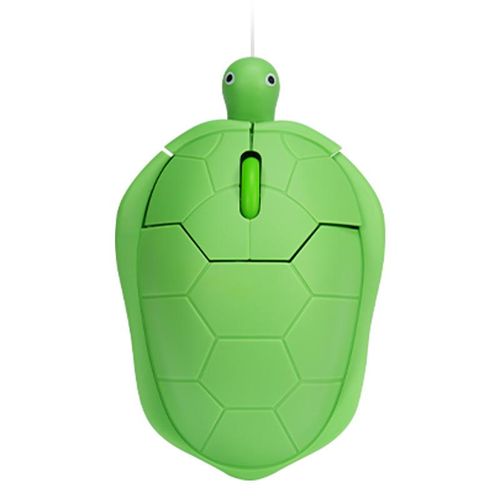 Turtle-shaped green wired mouse