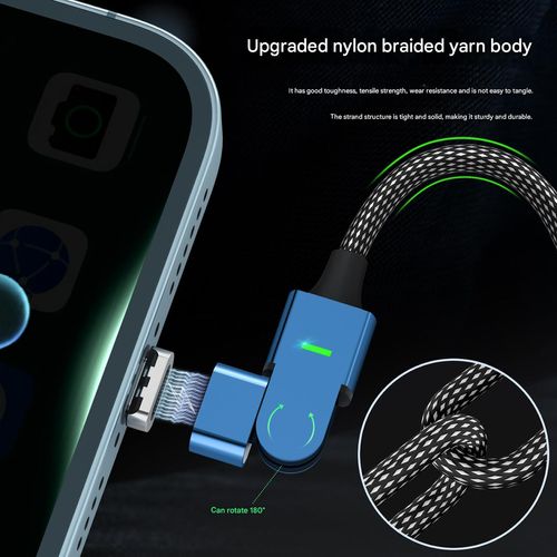 180-degree rotating magnetic charging cable for mobile phones, compatible with Apple, Huawei, and Android phones, PD fast charging cable 60W.