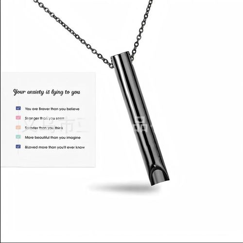 Yoga Meditation Whistle Mindfulness Pendant, Stainless Steel Engravable Anxiety Necklace, for Regulating Breathing and Relieving Anxiety