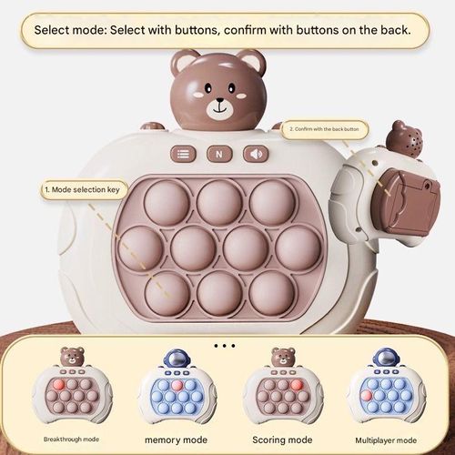 Fast-paced button-pressing game machine, children's level-based whack-a-mole stress-relief and focus-enhancing educational toy.