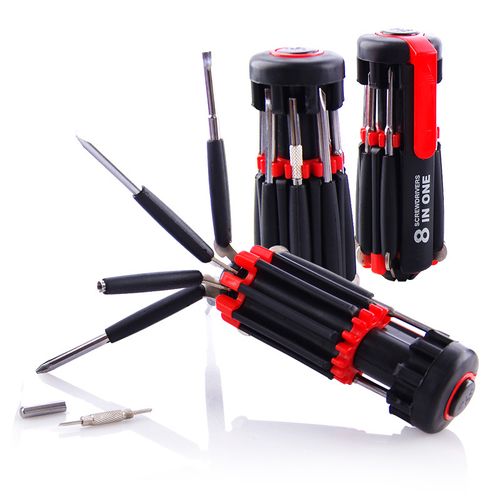 8-in-1 screwdriver with LED flashlight, multi-purpose car screwdriver, outdoor tool
