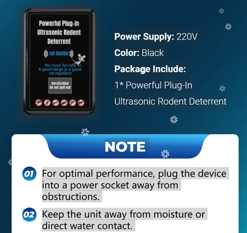 UK-standard ultrasonic rat repellent, a brand new intelligent variable-frequency rodent control device, suitable for homes and commercial premises, effectively eliminating all rats in one go.