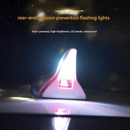 Solar-powered car decorative lights, shark fin antenna, roof spoiler light, anti-collision LED 8-light solar-powered modification light.