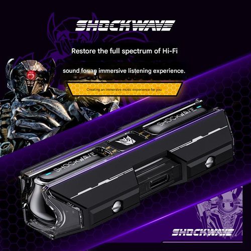 Official licensed Transformers collaboration T01 mecha-style true wireless Bluetooth earbuds with gaming-grade sound quality.