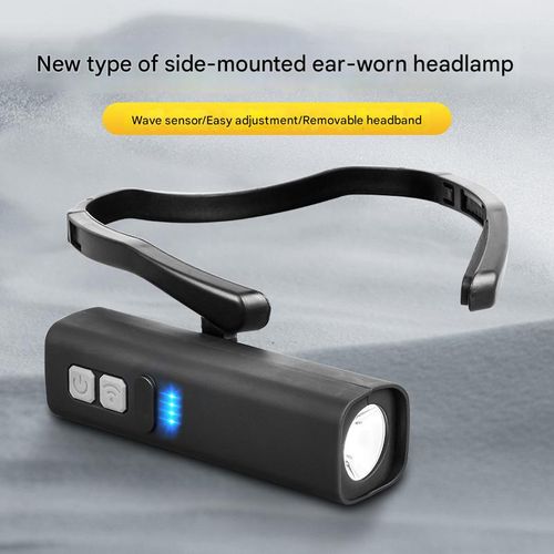 Ear-worn headlamp, adjustable fishing light, long-lasting high-intensity light, night running light with wave-sensing function.