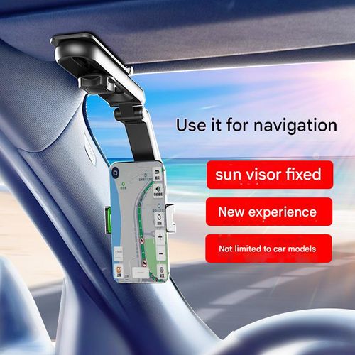 Car Sun Visor Navigation & Phone Holder — Direct-View Universal Mount for Automobiles