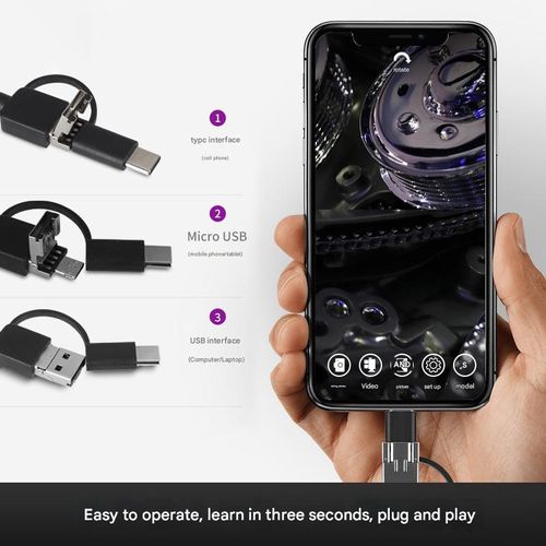 5.5mm mobile phone endoscope camera, 3-in-1, 480P, 300,000 pixels