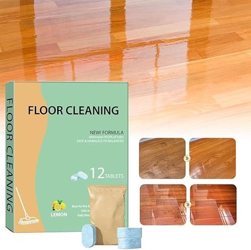 12pcs Floor Cleaning Tablets Multi Purpose Floor Cleaner Tablets, Pre-Measured Dissolvable Cleaning Solution for Mop Robot Vacuums, Multi Surface Tile Vinyl Hardwood, Fresh Lemon Scented