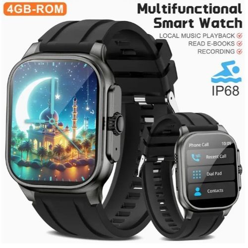 This 2.01-inch smartwatch features Bluetooth calling, IP68 water resistance, message push notifications, and a sports mode. It's a smartwatch designed for Muslims.
