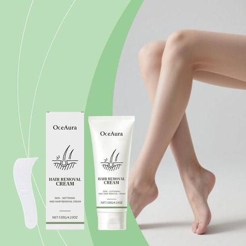OCEAURA Gentle Hair Removal Cream: Gentle ingredients, moisturizes and hydrates, leaving skin smooth and soft after hair removal.
