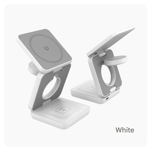 Foldable 3-in-1 Magnetic Wireless Charger for Phones and Watches (3-in-1 Wireless Charging Station)