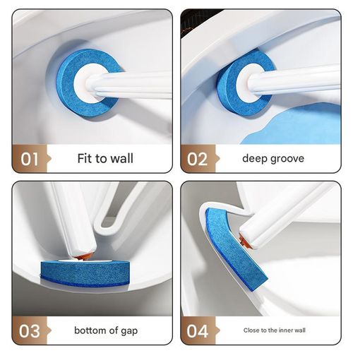 Bathroom Cleaning Brush — New Wall-Mounted Toilet Brush with Disposable Replacement Heads for Thorough, Hard-to-Reach Stain Removal