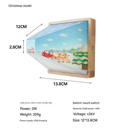 Chunyan 3D Naked-Eye Vision Night Light Living Room Home Luxury Wooden No-Drill Wall Lamp Bedside Ornament Light