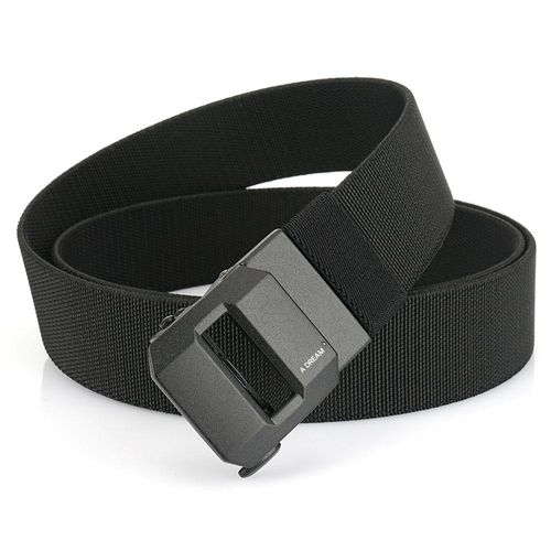 Men's high-elastic nylon automatic buckle tactical belt, casual canvas leather belt for young and middle-aged men.
