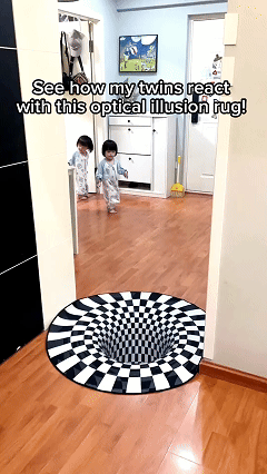 3D stereoscopic round carpet, dizzying illusion design, creative living room sofa mat, coffee table rug, entrance doormat, crystal velvet floor mat.