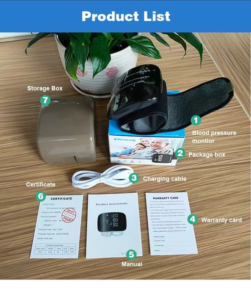 Wrist blood pressure monitor, fully automatic electric smart blood pressure measuring device, rechargeable, with touch screen.