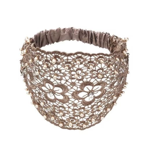 New style plum blossom hollow hairband with beading, wide brim, hair-covering and gray-hair-covering headband for women.