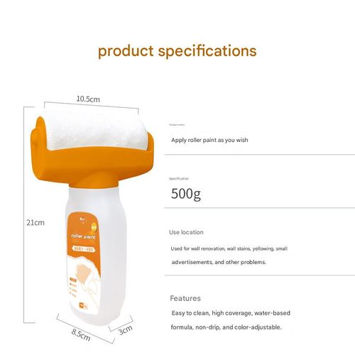 Water-based, low-odor, small roller paint for walls, white interior wall paint for stain coverage, repair, and renovation.