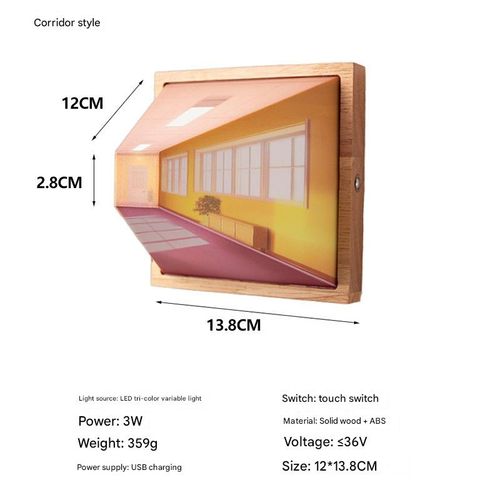 Chunyan 3D Naked-Eye Vision Night Light Living Room Home Luxury Wooden No-Drill Wall Lamp Bedside Ornament Light