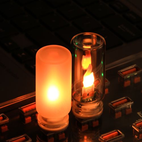 USB Simulated Flame Table Lamp — Glass Bottle LED Electronic Candle & Ambient Night Light for the Bedroom