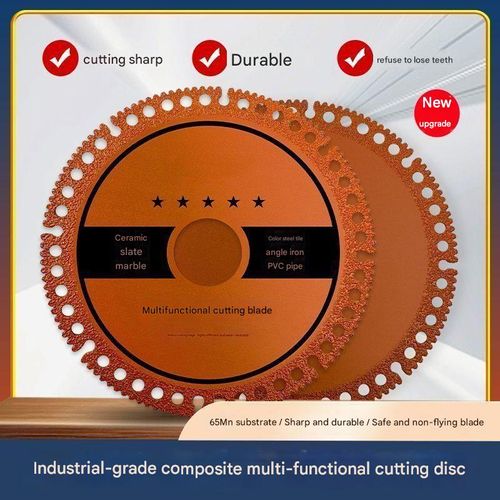 Angle grinder multi-functional composite cutting disc for glass, ceramic tiles, slabs, cement, marble, and cast iron saw blades with high hardness.