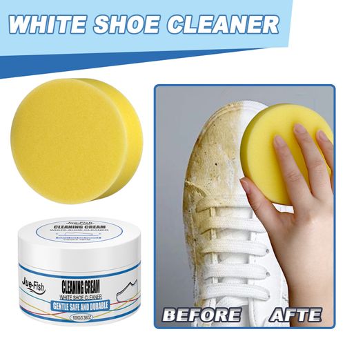 White Shoe Cleaning Cream: Instantly whitens canvas shoes with a wipe, no washing required, removes stains.