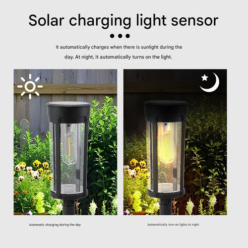 Solar-Powered Lawn Light — Outdoor Courtyard & Garden Ground-Stake Lamp — Waterproof, Home-Use Tungsten-Style Filament Light — Ambient Landscape Lighting