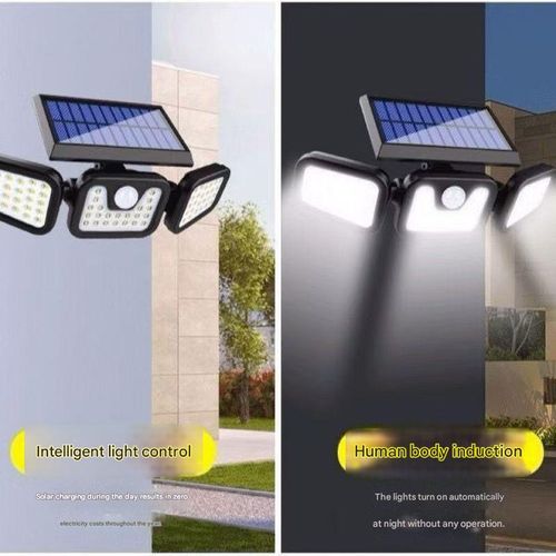 Solar wall light, outdoor rotatable solar human body sensor light, smart solar wide-angle street light