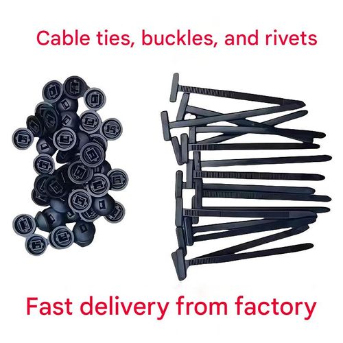 Universal cable ties, clips, and pins are used to secure the car's floor, fenders, mudguards, trunk lid, and body.
