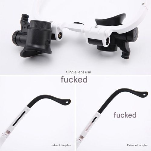 9892H-1 Small Mechanical Repair Engraving and Repair Magnifier with Dual LED Lights, Retractable High-Magnification Eyeglass Type