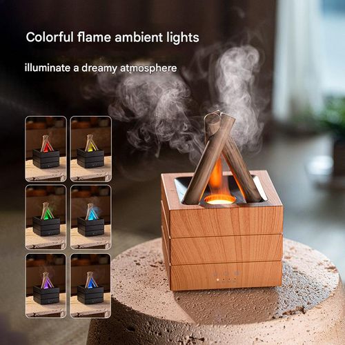 Simulated bonfire aroma diffuser, home desktop high-mist ultrasonic essential oil diffuser, colorful atmosphere, USB plug-in.
