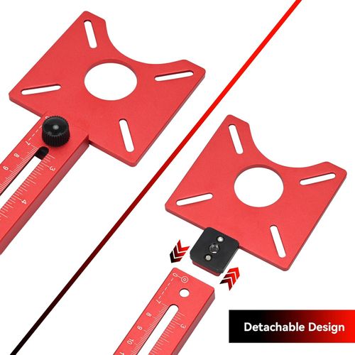 Aluminum alloy woodworking milling tool, trimming milling and positioning ruler, round hole slotting positioning tool with backing.