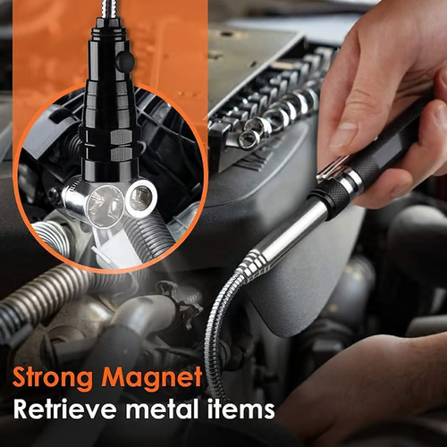 USB charging pickup, strong magnetic magnet for stretching steel pipes and metal hoses, flexible LED multi-functional flashlight