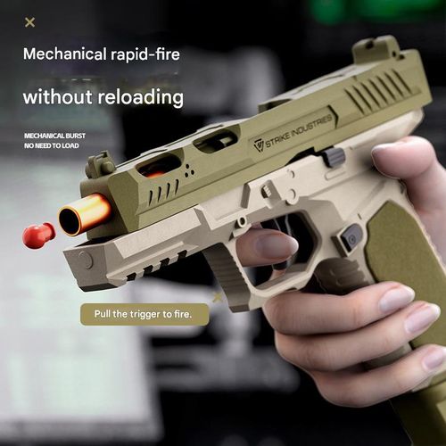 Toy gun with soft bullets, SIG17 Glock automatic rapid-fire shell-ejecting model, realistic toy pistol.