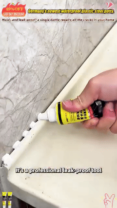 Yellow and black epoxy putty, white anti-mildew sealant, ceramic adhesive for kitchens, bathrooms, toilets, and sinks (120ml with nozzle, cap, and professional scraper).