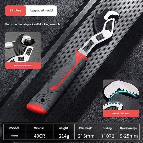 Complete tool guide: Multi-functional adjustable bathroom wrench, large diameter open-end wrench, self-locking universal wrench