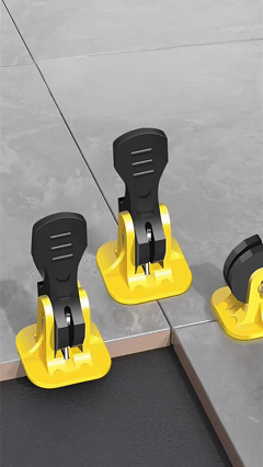 Tile leveling system, adjustable tile leveling tool, press-type tile laying tool, wall tile positioning and leveling clips.