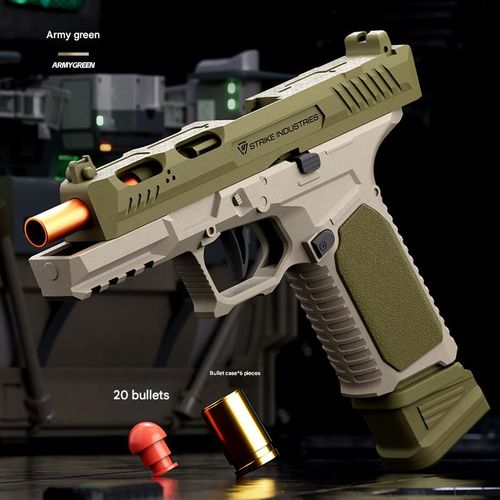 Toy gun with soft bullets, SIG17 Glock automatic rapid-fire shell-ejecting model, realistic toy pistol.