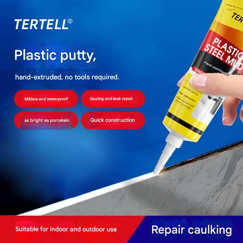 Yellow and black epoxy putty, white anti-mildew sealant, ceramic adhesive for kitchens, bathrooms, toilets, and sinks (120ml with nozzle, cap, and professional scraper).