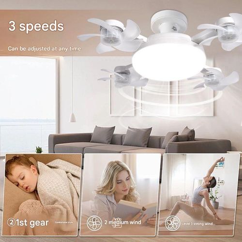 Modern Ceiling Fan with Light — Integrated Design for Dining Room & Living Room — High Airflow, Silent Operation, E27 Socket — Home Use