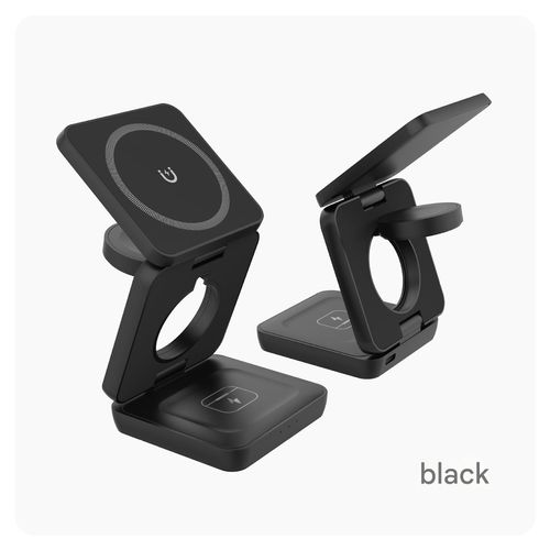 Foldable 3-in-1 Magnetic Wireless Charger for Phones and Watches (3-in-1 Wireless Charging Station)