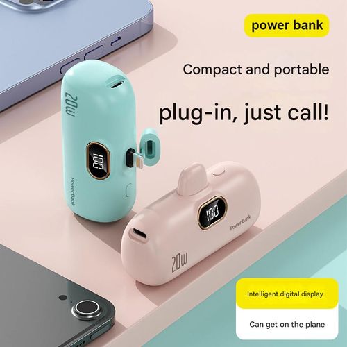 Mini portable capsule power bank with charging port, outdoor mobile phone emergency power supply, gift, 10000mAh, type-C