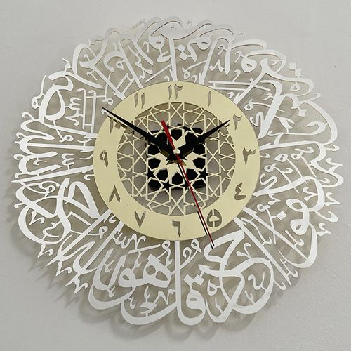 Acrylic mirror decorative clock, calligraphy art lettering, interior wall sticker, hanging clock decoration.