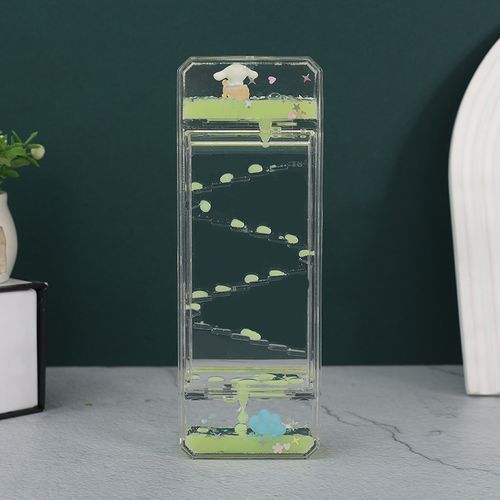Creative internet celebrity cartoon oil leak ornament, liquid oil-filled desktop quicksand floating display, cute promotional gift, suitable for street stalls.