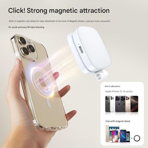 Magnetic Phone Fill Light & Stand — Mini Pocket Beauty Lamp, Makeup Mirror, and Holder for Live Streaming & Selfies
