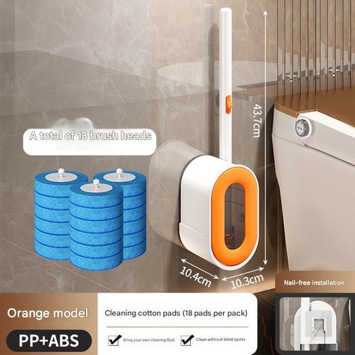 Bathroom Cleaning Brush — New Wall-Mounted Toilet Brush with Disposable Replacement Heads for Thorough, Hard-to-Reach Stain Removal