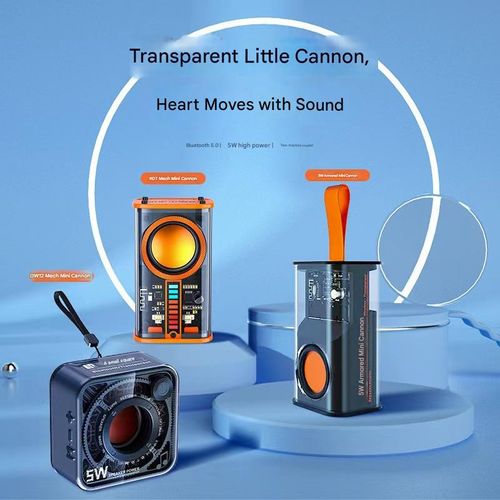 Transparent Mecha Bluetooth Speaker, Wireless Mini Subwoofer with Sound and Light Rhythm, TWS, Creative Design